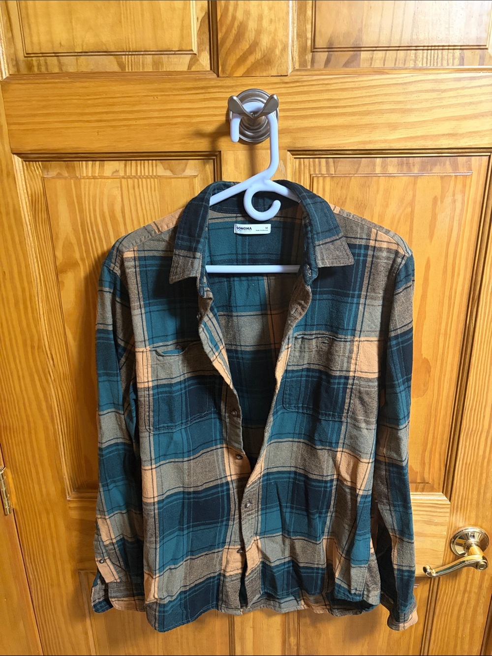 Sonoma Green and Tan Plaid Shirt